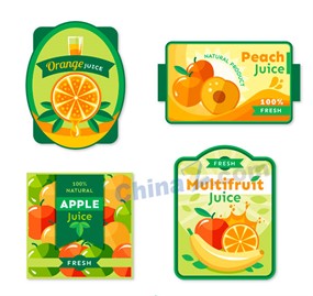 彩色果汁标签矢量素材